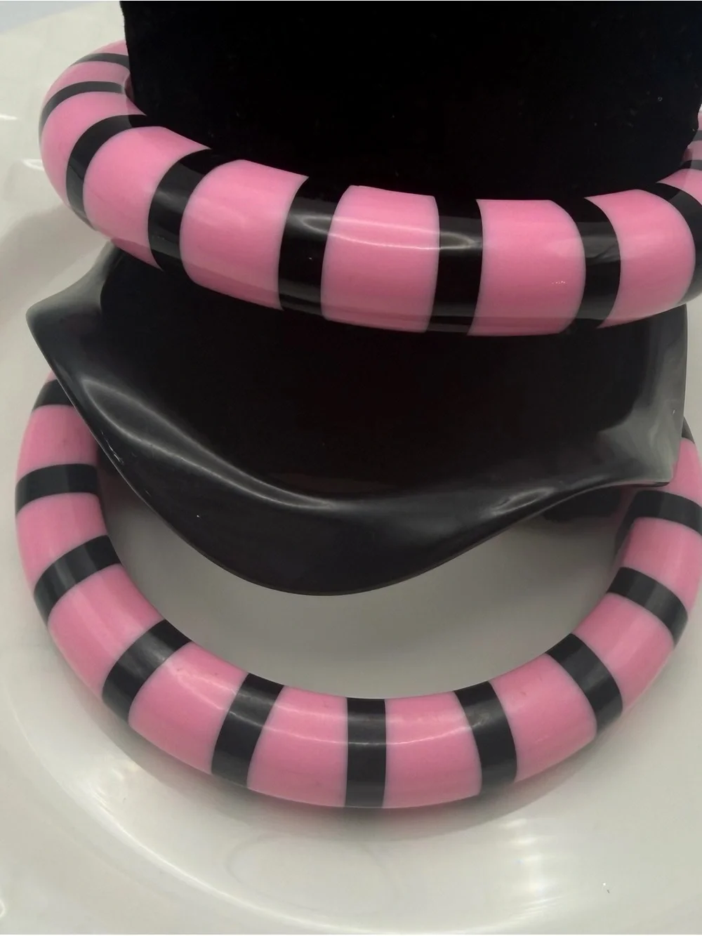 MOD Pink and Black Striped Bangle Set